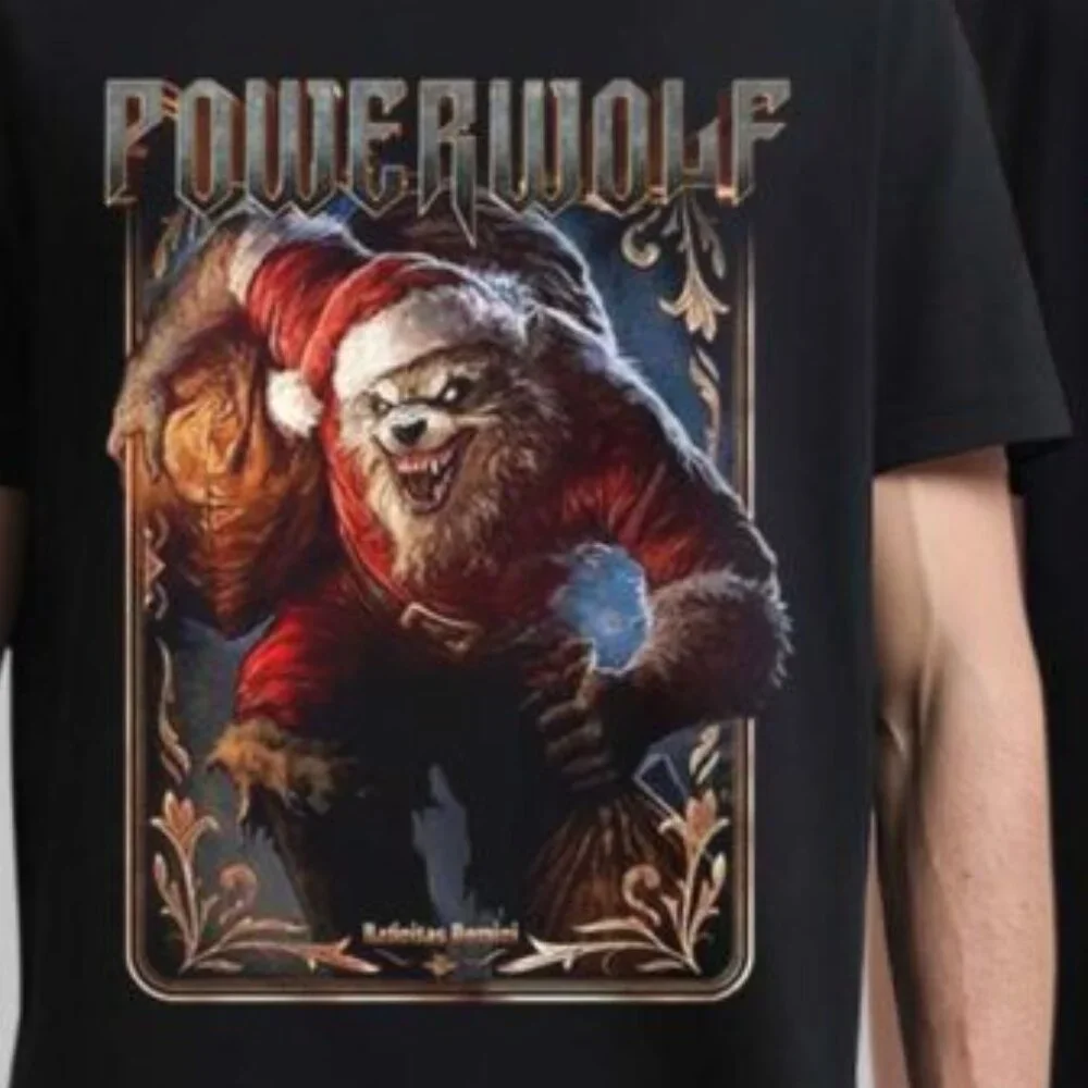 Powerwolf Merry Metal X-Mas 2026 Santa Werewolf Two Sided T-Shirt  251 - Picture 2 of 6